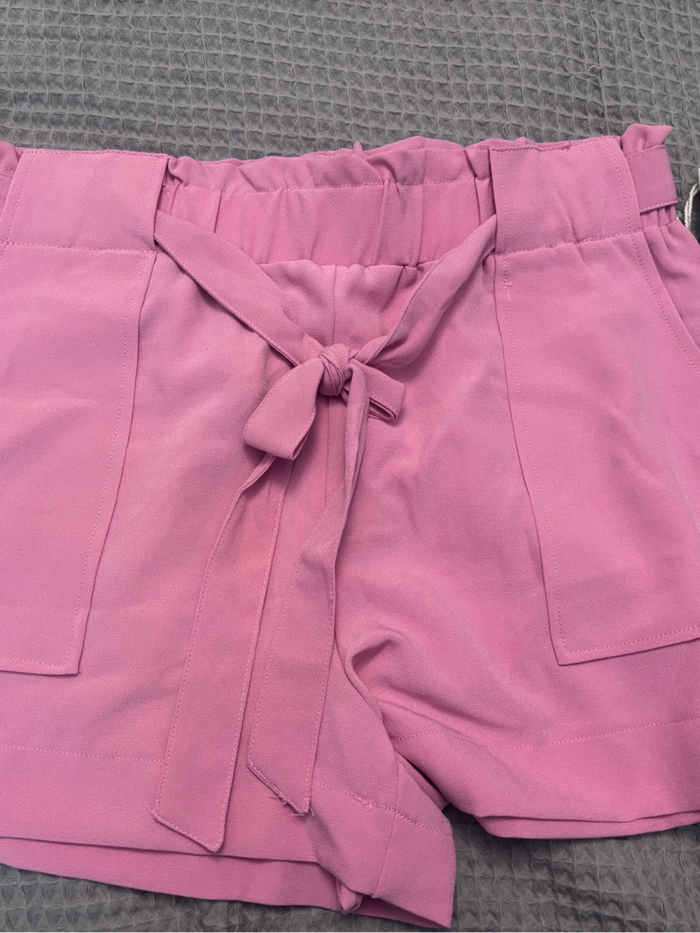 Ci Sono Pink Paperbag Waist Tie-Front Shorts
